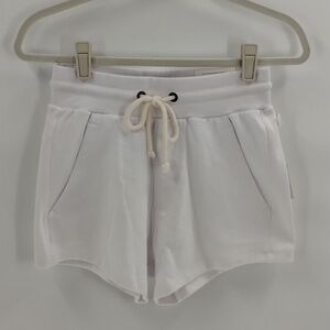 Reflex Shorts Size Small White drawstring w pockets ribbed edging